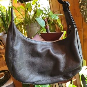 Baggu Black Leather Medium Crescent Deadstock NWT